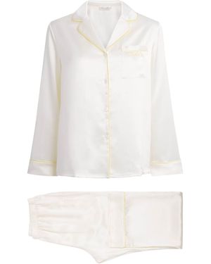 Manitu Mulberry Silk Macaron Pyjamas - White