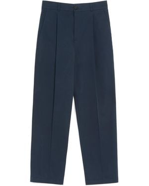 Valentino Garavani Cotton Pleated Straight Chinos - Blue
