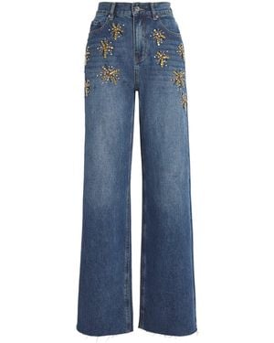 Sandro Embellished Straight Jeans - Blue