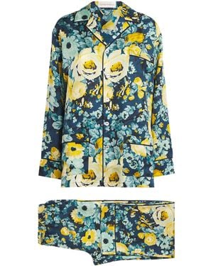 Olivia Von Halle Silk Floral Yves Pyjama Set - Green