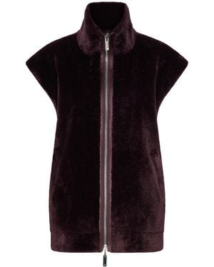 Marella Faux Fur Zip-Up Gilet - Black