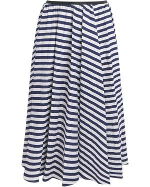 Maje Pleated Stripe Midi Skirt - Blue