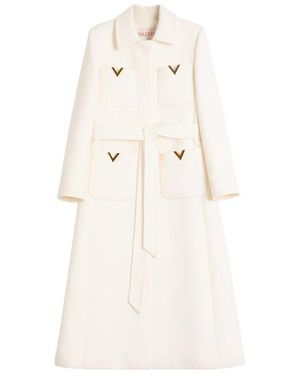 Valentino Wool-Silk Belted Coat - Natural