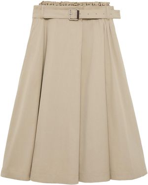 Loewe Cotton-Silk Belted Maxi Skirt - Natural