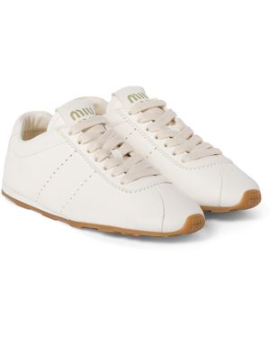 Miu Miu Nappa Leather Plume Trainers - White