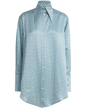 Laura Pitharas Silk Oversized Tile Shirt - Blue