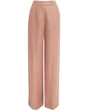 Colombo Cashmere-Linen Wide-Leg Trousers - Pink
