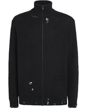 Yohji Yamamoto Wool Distressed Cardigan - Black