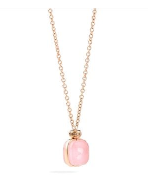 Pomellato Mixed, Rose Quartz And Diamond Nudo Necklace - Metallic