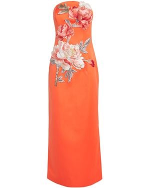 LEO LIN Floral Appliqué Ava Maxi Dress - Orange