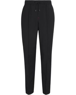 Isaia Wool-Mohair Drawstring Pants - Black
