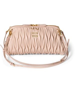 Miu Miu Matelassé Leather Clutch Bag - Pink