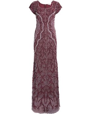 Raishma Short-Sleeve Beaded Gown - Purple