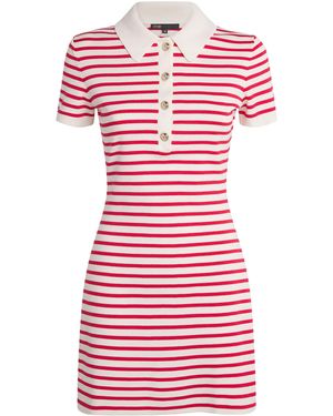 Maje Cotton-Blend Stripe Mini Dress - Red