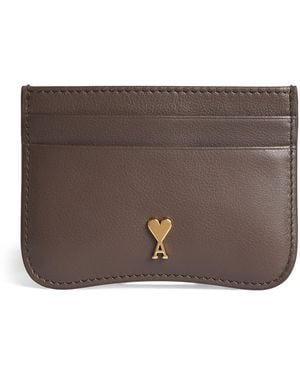 Ami Paris Grained Leather Paris Card Holder - Brown