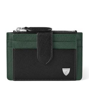 Aspinal of London Leather Zip-Up Card Holder - Green