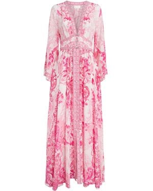 CAMILLA Silk Printed Maxi Dress - Pink