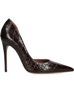 Paris Texas Leather Croc-Embossed Vera Pumps 105 - Brown
