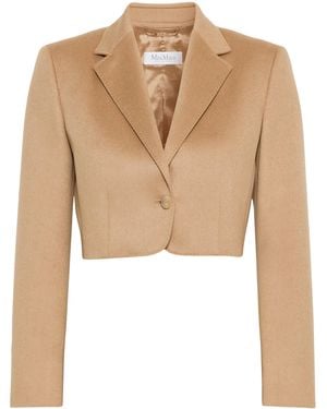 Max Mara Camelwool Cropped Blazer - Natural