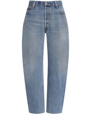 RE/DONE Nico Mid-Rise Barrel-Leg Jeans - Blue