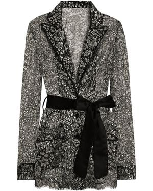 Dolce & Gabbana Floral Lace Blazer - Black