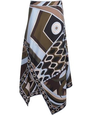 PUCCI Silk Vivara Midi Skirt - Black