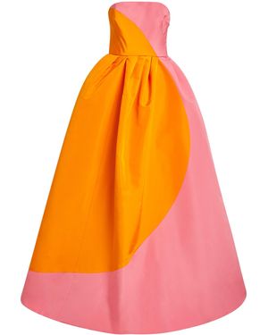 Carolina Herrera Silk Colour-Block Strapless Gown - Orange