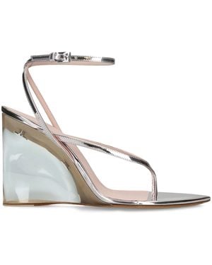 Alaïa Metallic Leather Wedge Sandals 90 - White