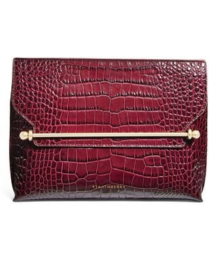 Strathberry Croc-Embossed Leather Stylist Clutch Bag - Red