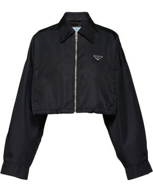 Prada Crop Collared Re-Nylon Jacket - Blue