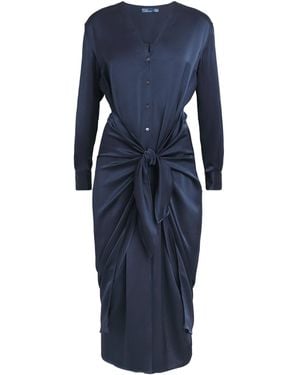 Polo Ralph Lauren Satin Midi Shirt Dress - Blue