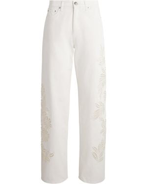 Rag & Bone Crochet Shea Straight Jeans - White