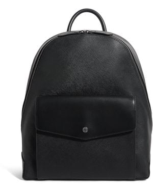 Harrods Saffiano Leather Backpack - Black