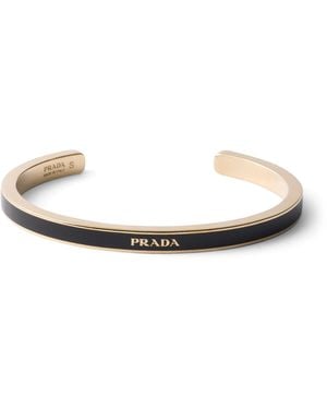 Prada Enamelled Logo Cuff Bracelet - White