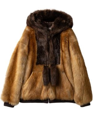 Miu Miu Shearling Blouson Jacket - Brown