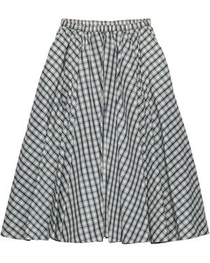Prada Chambray Check Midi Skirt - Grey