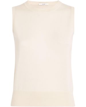 Adam Lippes Cashmere-Silk Sleeveless Jumper Top - White
