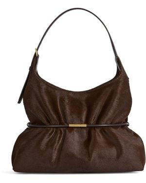 Balmain Medium Pony Hair Sphynx Shoulder Bag - Brown