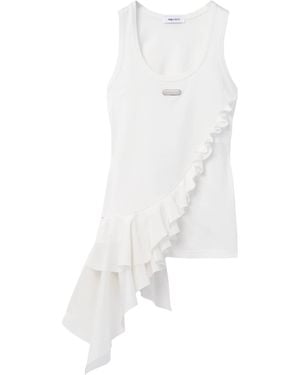 McQueen Cotton Ruffled Tank Top - White