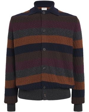 Oliver Spencer Wool Stripe Cardigan - Blue