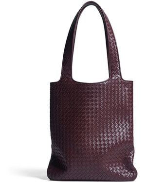 Bottega Veneta Small Leather Veneto Tote Bag - Purple