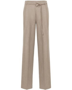Max Mara Stretch-Cashmere String-Belt Pants - Gray