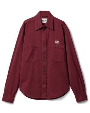 Miu Miu Denim Logo Shirt - Red