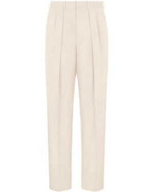 Tom Ford Wool-Cashmere-Silk Tailored Trousers - White