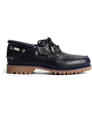 Jacquemus X Timberland Croc-Embossed Boat Shoe - Black