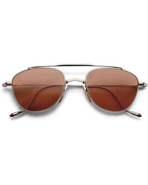 Jacques Marie Mage Titanium Flynn Aviator Sunglasses - Brown