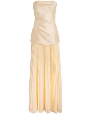 Solace London Strapless Pleated Claudette Gown - Natural
