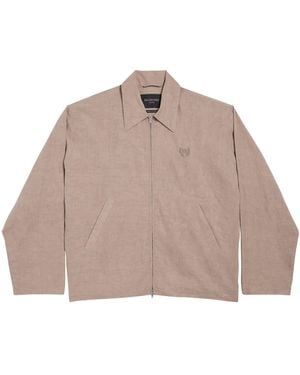 Balenciaga Cotton-Linen Embroidered Jacket - Brown