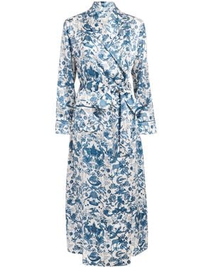 Harrods Silk Menagerie Night Robe - Blue