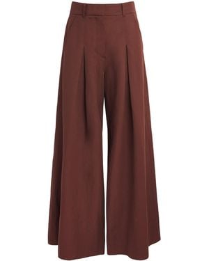 ME+EM Pleated Wide-Leg Pants - Brown